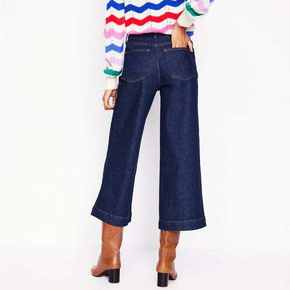Boden High Rise Wide Crop‎ Jeans Indigo Rinse Sz 28 Fall Staple Trendy Timeless - Picture 3 of 11
